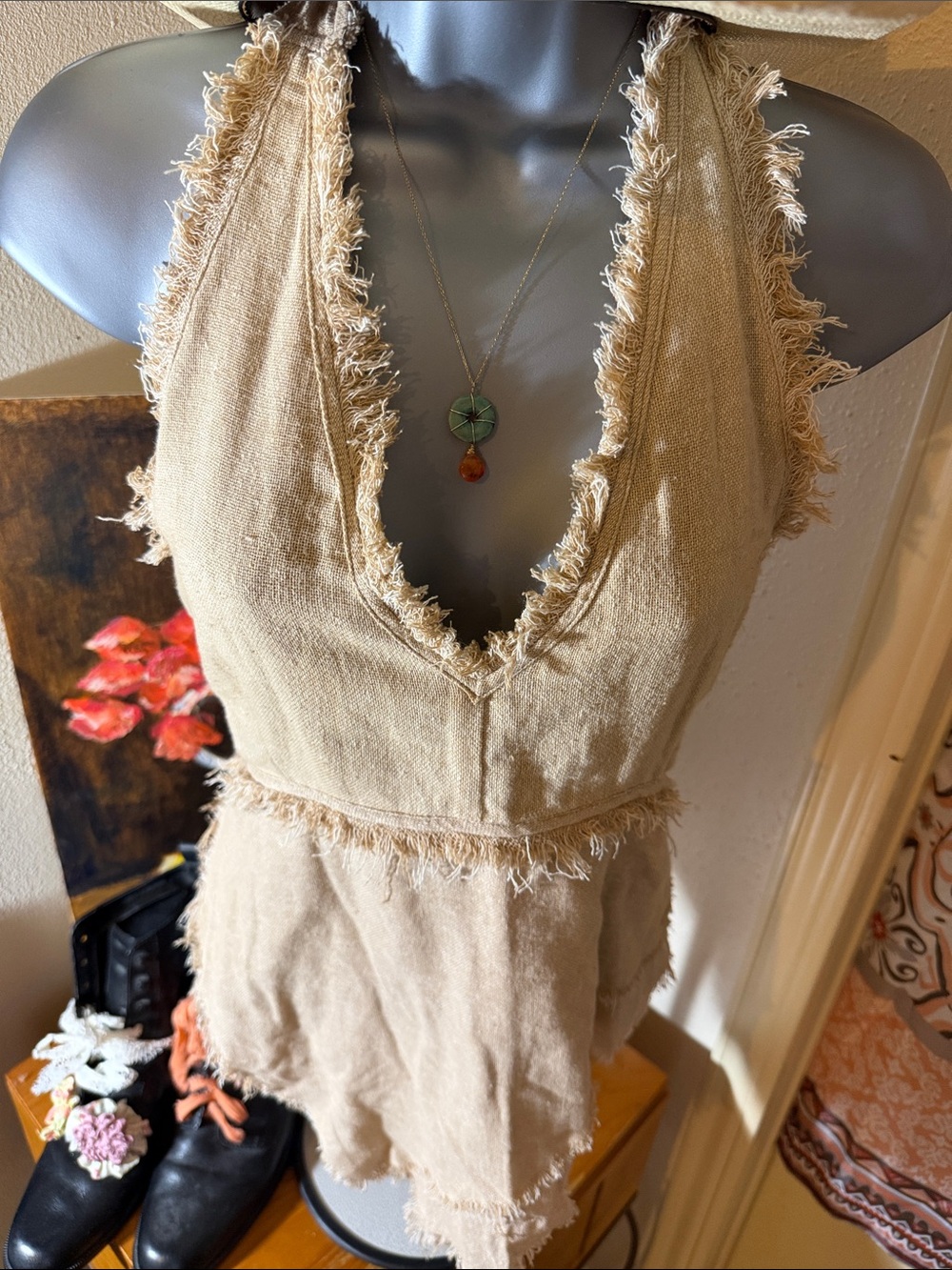 Halter Top by PRIMITIVE - Soft Cotton Natural tan - OSFM